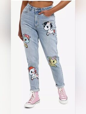 Tokidoki Light Wash Unicorn Graphic Women’s Jeans - Light Blue